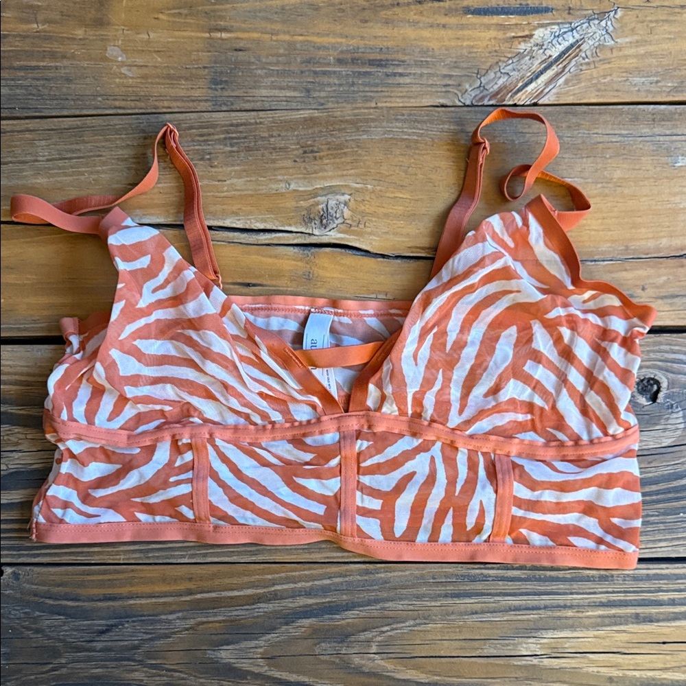 Auden Orange and White Animal Print Bralette size XL